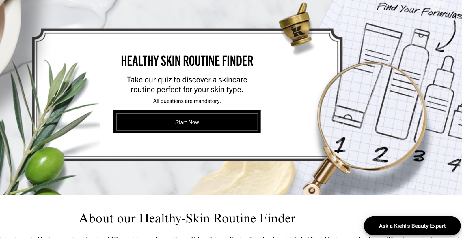 Zero-Party Data Highlight: Kiehl’s Skin Care Routine Finder