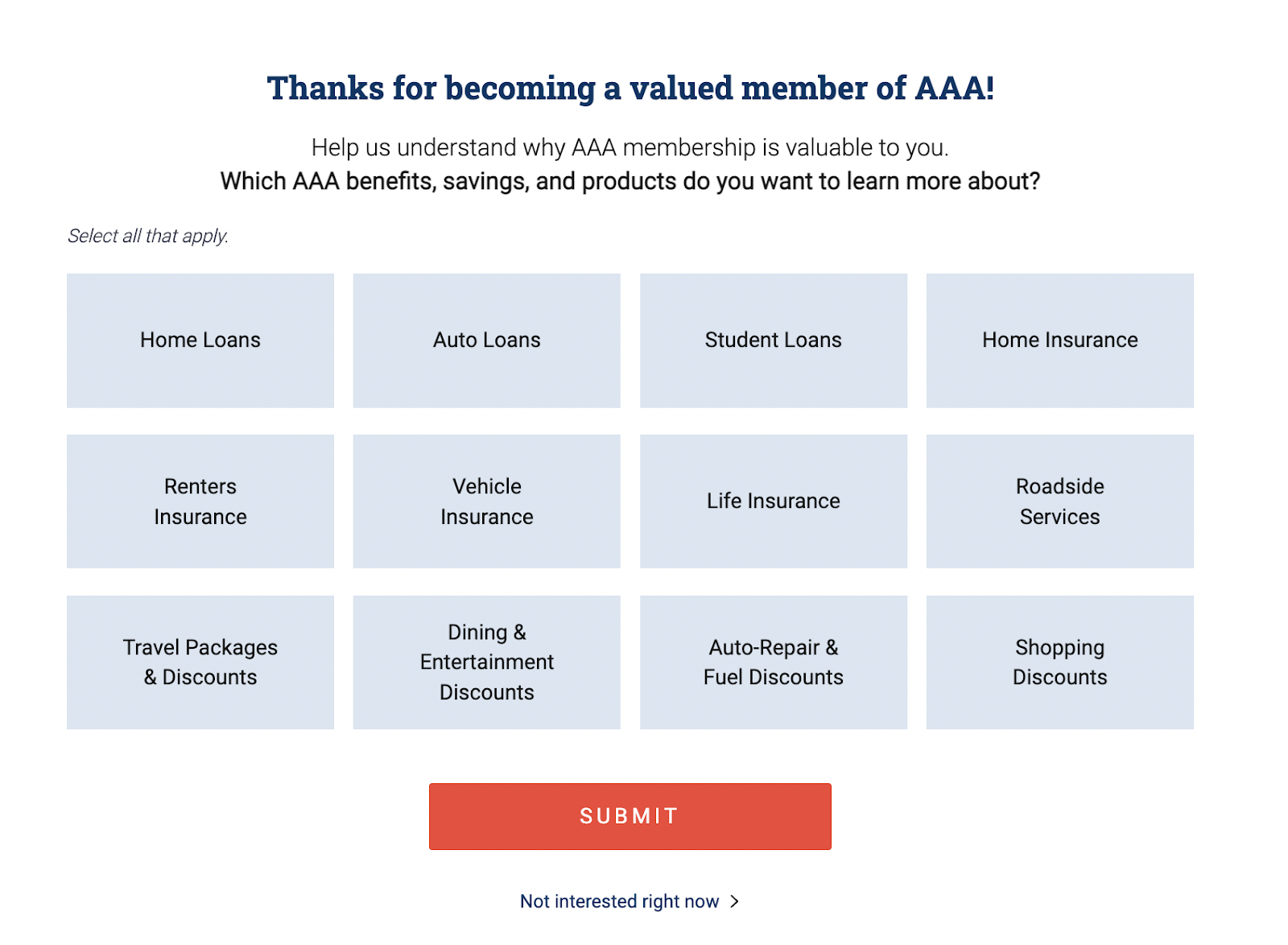 AAA Post-purchase questionnaire