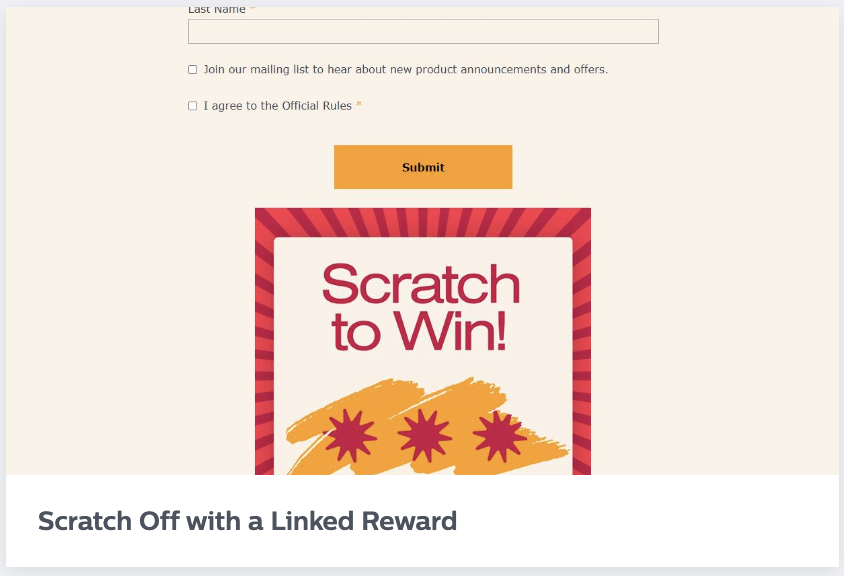 Scratch Off with a Linked Reward