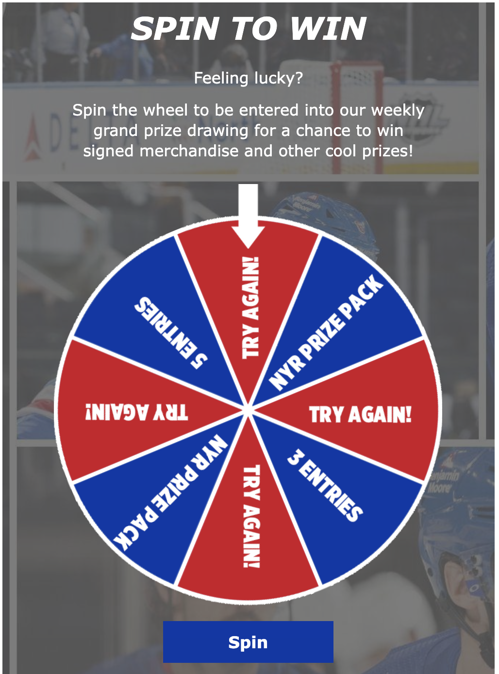 Spin to win prize wheel