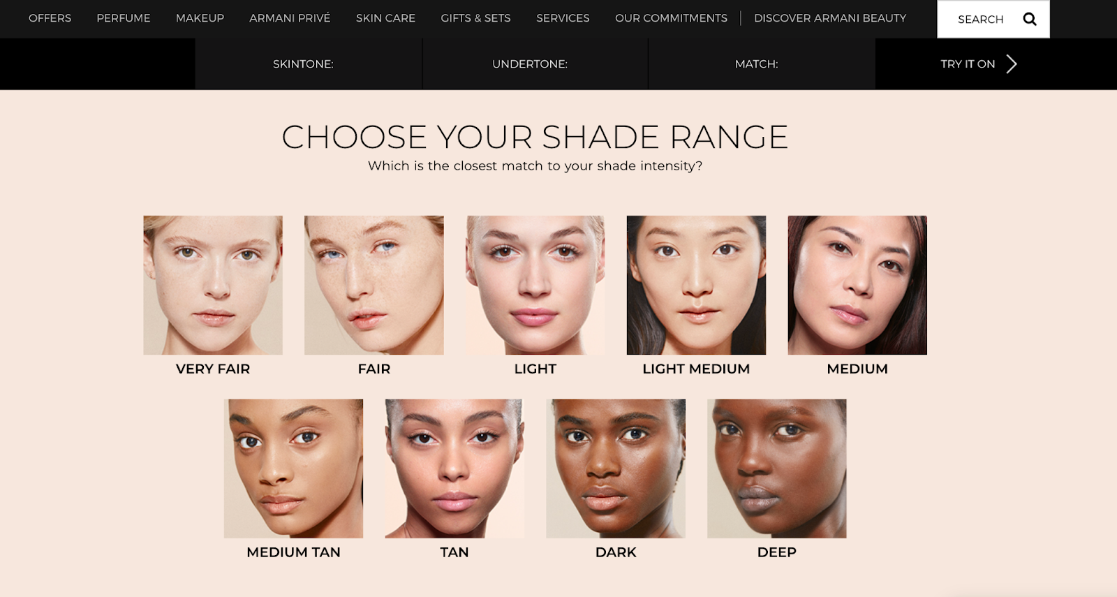 A selection of 10 different skin shades