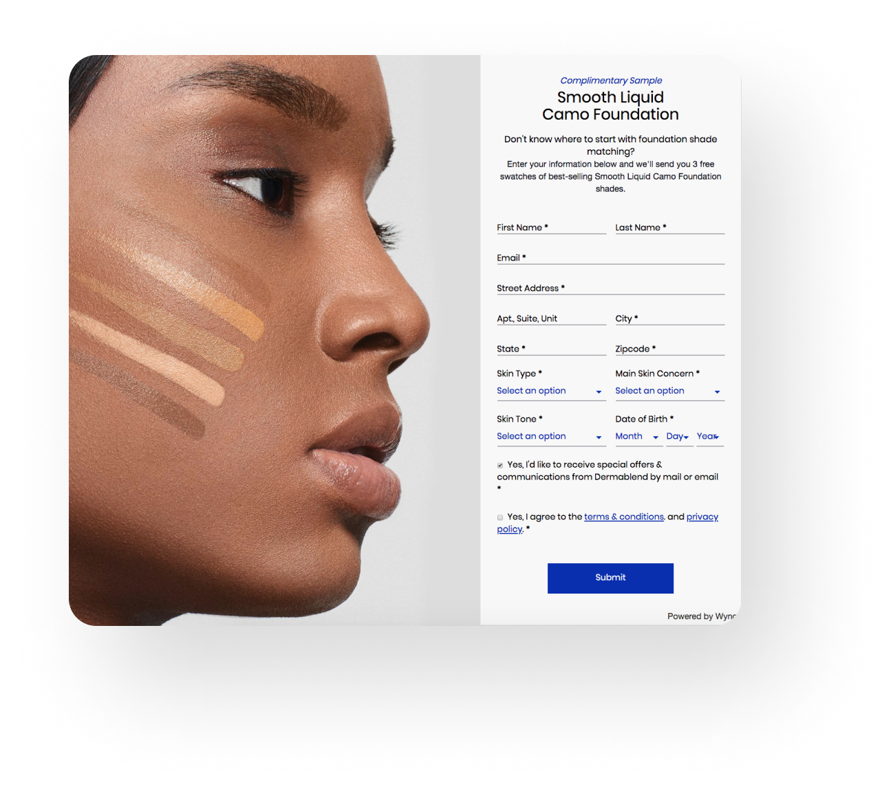 survey for sampling with face on left and form on right