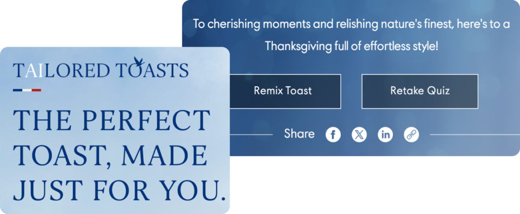 Grey Goose Tailored Toasts AI experience example
