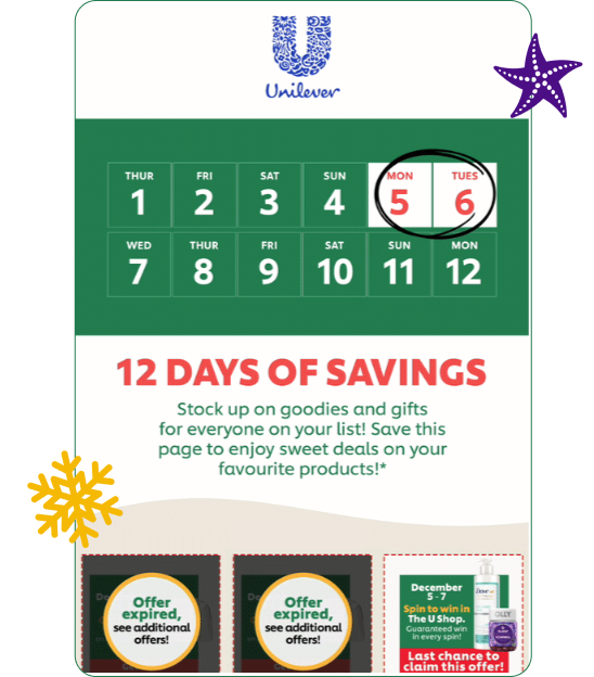 Unilever 12 Days of Savings Countdown Calendar