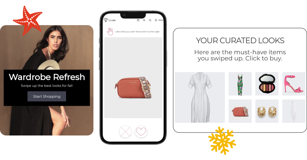 Interactive mobile experience where users swipe right on looks they like