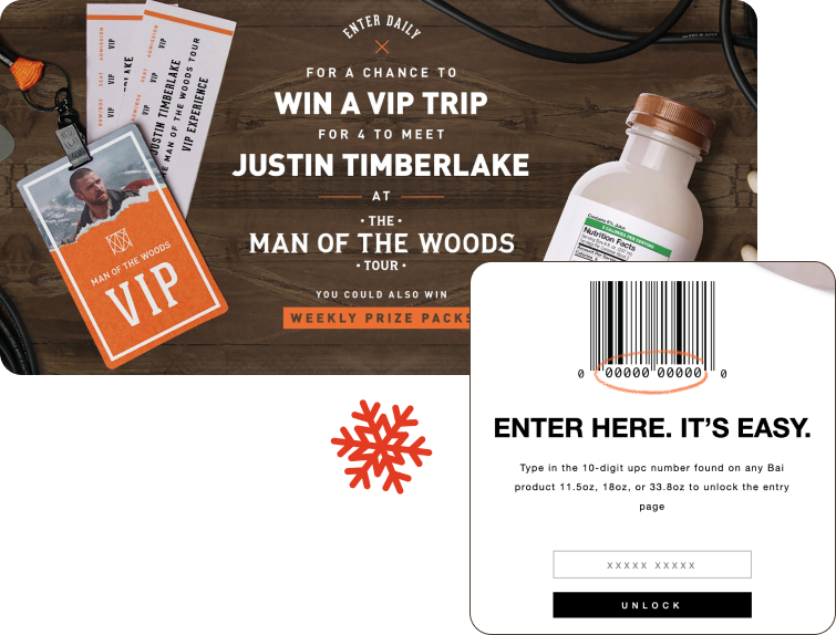 Bai sweepstakes requiring UPC code validation for entry