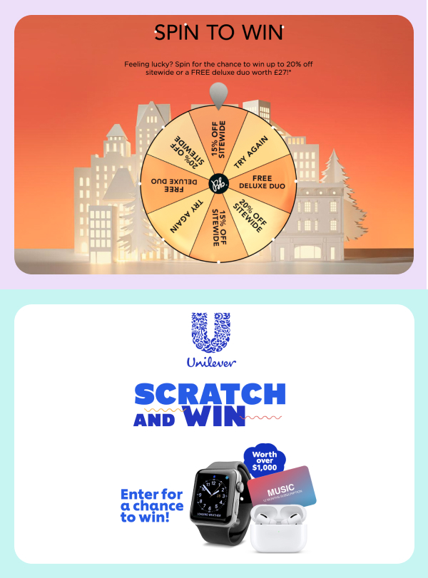 Wyng lets you offer rewards using spin-to-win and scratch-off widgets.