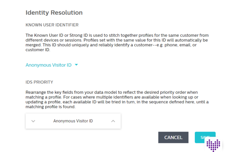 Wyng supports anonymous visitor IDs and lets you customize which attributes are prioritized for ID resolution.