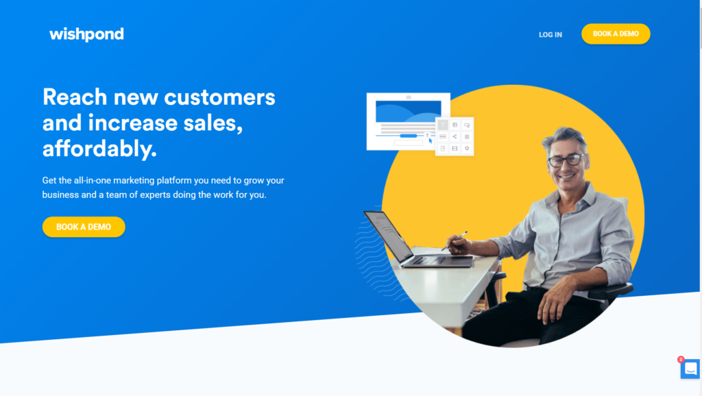 Wishpond’s home page lets you book a demo using multiple strategically placed buttons.